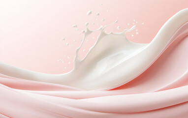 White milk splashed on a pink background