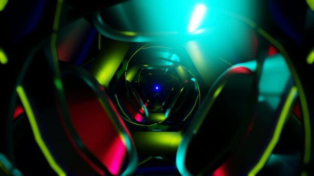 Seamless VJ loop with strobe lights and dynamic geometric shapes