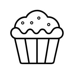 Cupcake outline vector drawing for dessert lovers and bakery enthusiasts, sweet treat and pastry design element