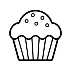 Delicious cupcake outline vector illustration for bakery logo design and sweet dessert themed projects