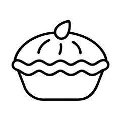 Delicious homemade pie vector illustration for baking recipe and dessert design assets, line art style icon