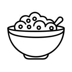Bowl of cereal breakfast vector illustration, healthy food icon, outline drawing, simple breakfast 