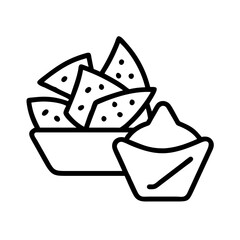 Bowl of tortilla chips with dip vector illustration for mexican food and snack design needs one hundred