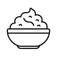 Bowl of whipped cream dessert vector illustration for food blog or recipe website and culinary projects