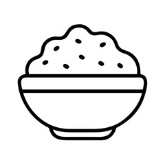 Bowl of rice illustration vector, rice bowl icon, rice dish drawing, asian food, healthy meal 