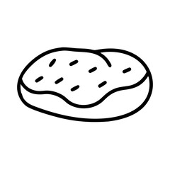 Outline drawing of a delicious looking donut pastry with sprinkles for bakery and food related designs