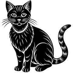Cat Silhouette Vector Illustration — Feline Clipart Artwork