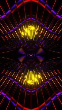 Vertical video of dynamic loop with flashing shapes and neon lines
