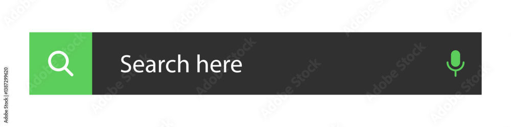 Poster search bar ui icon element with microphone isolated vector illustration