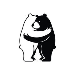 Two bears are cuddling. Bears vector illustration.