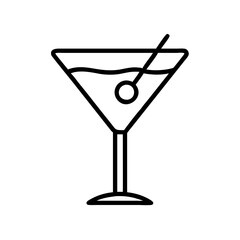 Martini glass vector icon illustration, cocktail drink with olive, bar menu and alcohol beverage design