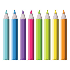 A set of colored wooden pencils. Elements of drawing tools.