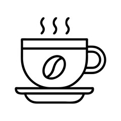 Coffee cup vector icon with steam and coffee bean for cafe or restaurant menu design illustration