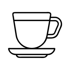 Coffee cup vector icon illustration of hot drink on saucer for cafe menu and beverage design element