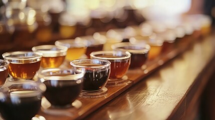 A tea-tasting ceremony with different global tea varieties.