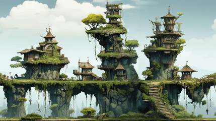Fototapeta premium fantasy Platforms Isolated_For 2D Game Desig