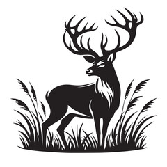 deer silhouette vector with white background deer silhouette line art vector illustration