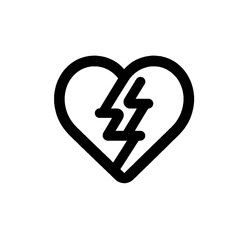 Black Broken Heart Logo With a Jagged Crack Down the Center