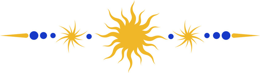 Mystic celestial border with moon and stars ornaments. Astrologic frame with spiritual elements. Divider and fantasy corner with pattern of esoteric astral decorations.