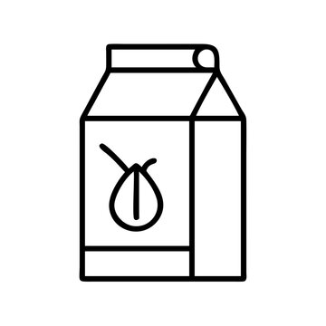 recommend clip art: Almond milk carton outline vector icon illustration for healthy vegan dairy free drink concept design art