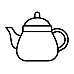 Tea kettle vector illustration for tea time graphic design element and kitchenware outline icon drawing design