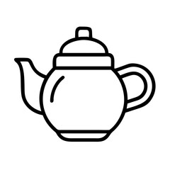 Outline drawing of a teapot for tea ceremony and kitchenware design vector illustration graphic element