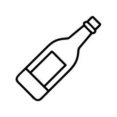 Outline drawing of wine bottle vector art for graphic design and digital creative projects, isolated icon