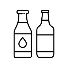 Outline vector illustration of two bottles for beverage or liquid product packaging and branding design