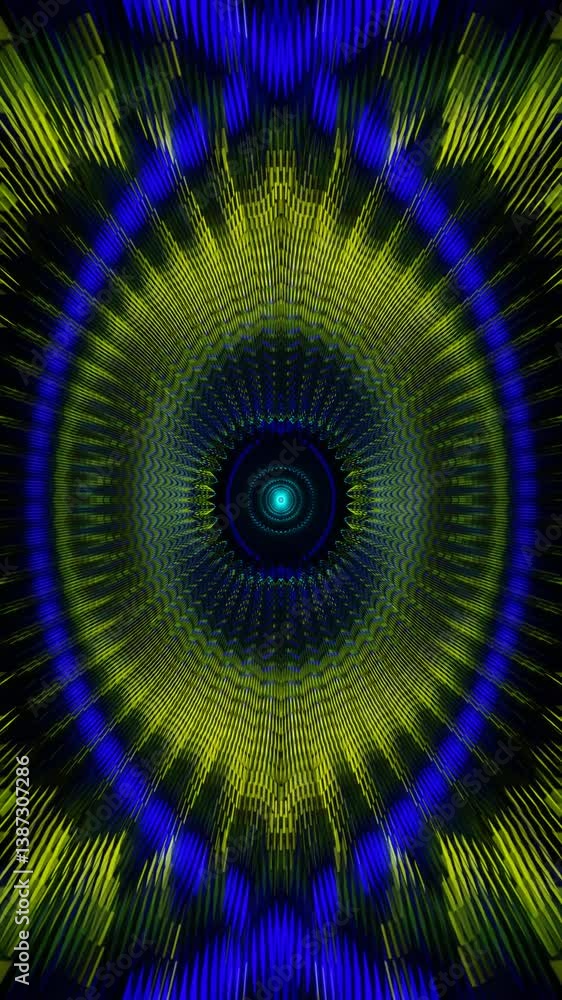 Poster vertical video of morphing polygon tunnel in digital vj animation