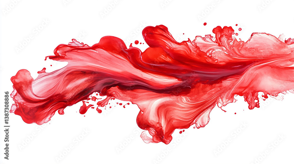 Aufkleber abstract red and orange wave painting creating a dramatic visual impact and a sense of depth and mov