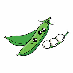 Peas snow-peas sugar-snap peas illustration. 