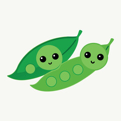 Peas snow-peas sugar-snap peas illustration. 