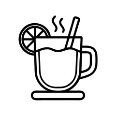 Hot toddy drink vector icon illustration with lemon and straw for winter and christmas design 
