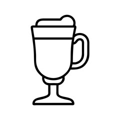 Latte coffee cup vector icon illustration design, coffee drink with foam, cafe beverage, hot drink  