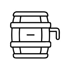 Outline wooden barrel vector illustration, vintage beer barrel, wine cask, distillery equipment, keg design