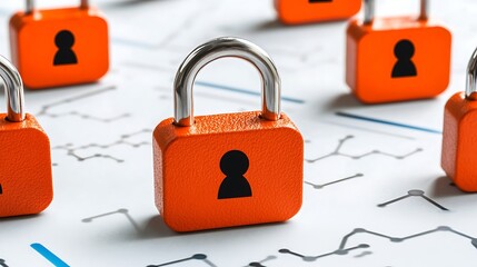 Orange locks on chart for data security