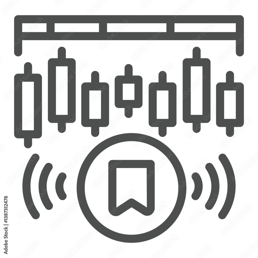 Poster marked network data line icon, neural dataset concept. vector graphics. pump and dump token, labelin