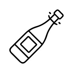 Popping champagne bottle outline icon for celebration new year's eve party drink vector graphic  chars