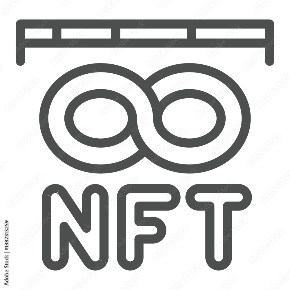 Poster data ruler with nft token infinite copy space line icon, online data concept. vector graphics. netwo