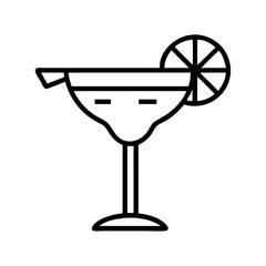Margarita cocktail drink vector illustration, summer beverage with lime slice and salt rim, party icon design