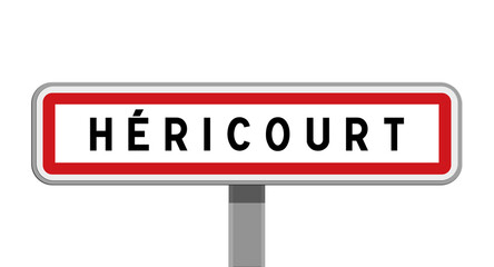 Panneau sur poteau central de H&eacute;ricourt, Haute-Sa&ocirc;ne, Bourgogne-Franche-Comt&eacute;