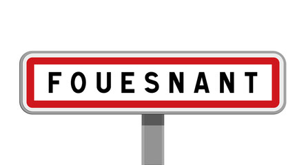 Panneau sur poteau central de Fouesnant, Finistère, Bretagne