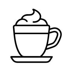 Coffee cup with cream vector illustration, cafe latte art, cappuccino drink, hot beverage icon design