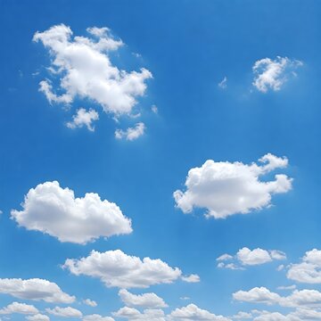 Serene Blue Sky: Fluffy Clouds and Tranquil Beauty