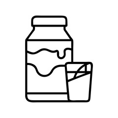 Honey jar and glass vector icon illustration, healthy food, sweet honey, natural product, organic food, line art