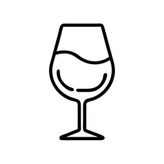 Wine glass vector icon illustration, wine glass outline drawing for restaurant and bar menu design char