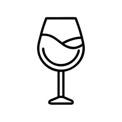Wine glass icon vector illustration of alcohol drink beverage in minimal style for restaurant menu design