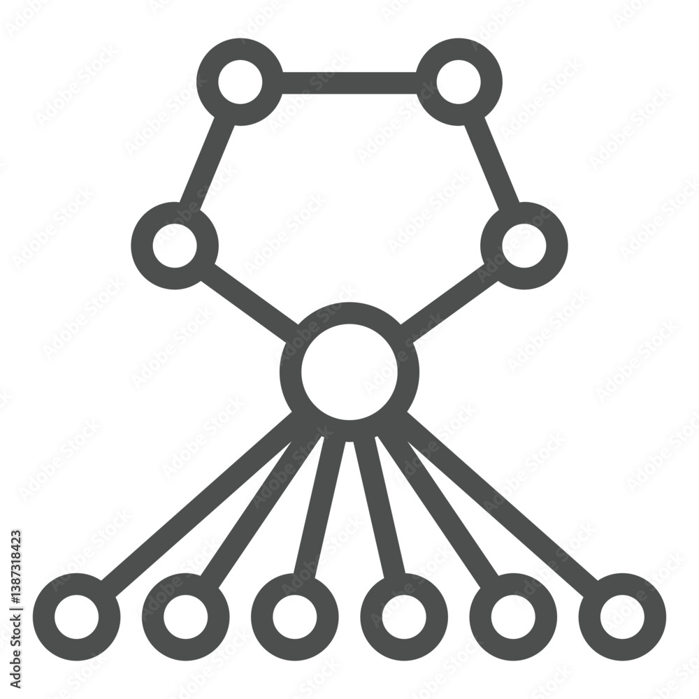 Poster net with connections and loop line icon, neural network concept. vector graphics. network for deep l