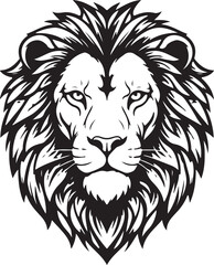 Black and white Lion head vector illustration with symmetrical design, for your logo template