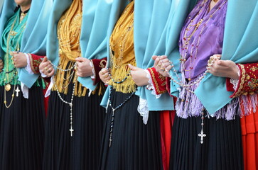Sant'Antioco, Sardinia 05.06.2019: Saint Antioco, Sardinia - 04.16.2018: Religious procession of...